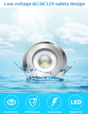 COB 316LSS LED Fiberglas Havuz Işığı 2 İnç 10W Soğuk Beyaz Sıcak Beyaz